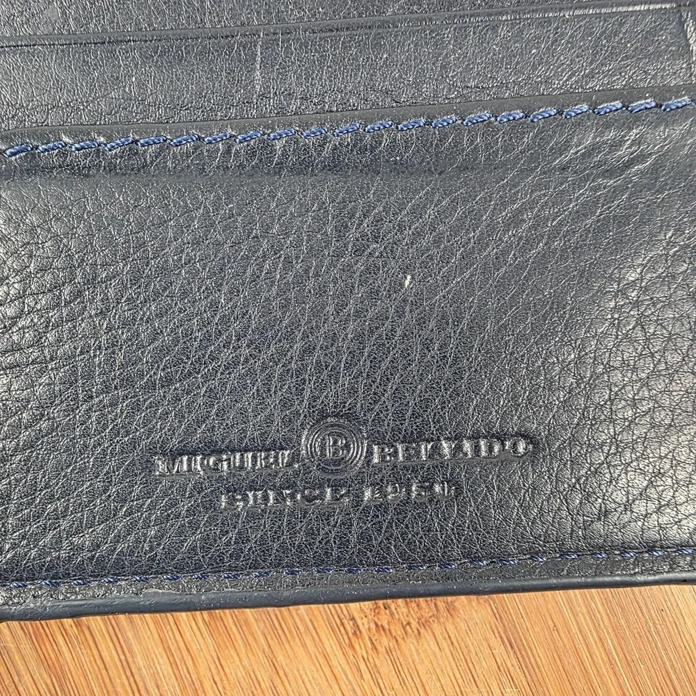 Miguel Bellido Wallet Mens One Size Black Leather Bifold Slim Card Case Logo